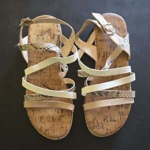 Women's Strappy Sandals - Cream and Tan